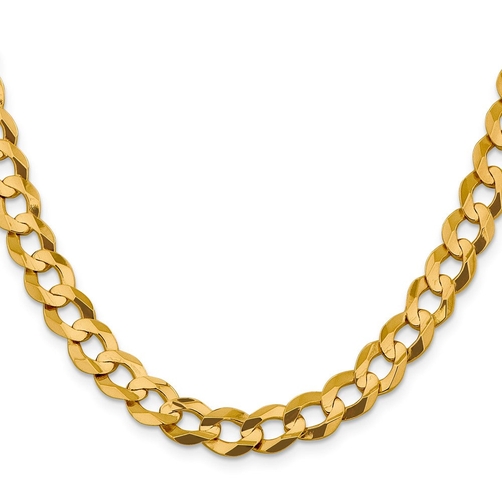 26 Inch 10K Yellow Gold 9.4mm Lightweight Flat Cuban Chain Necklace
