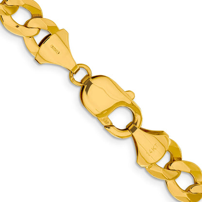 2 Inch 10K Yellow Gold 9.4mm Lightweight Flat Cuban Chain Necklace