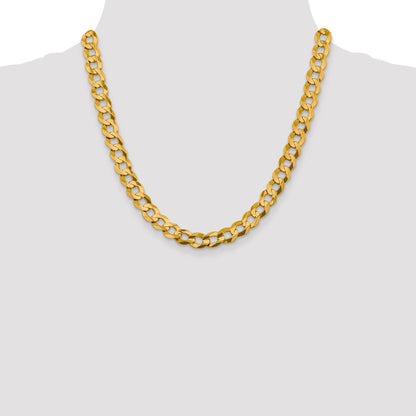 2 Inch 10K Yellow Gold 9.4mm Lightweight Flat Cuban Chain Necklace