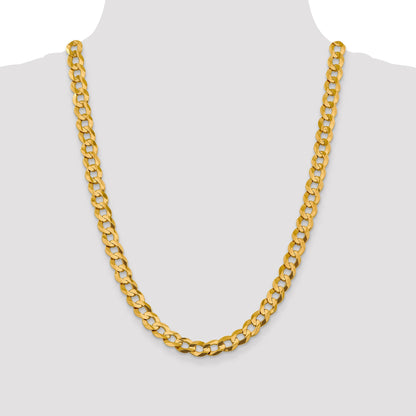 24 Inch 10K Yellow Gold 9.4mm Lightweight Flat Cuban Chain Necklace