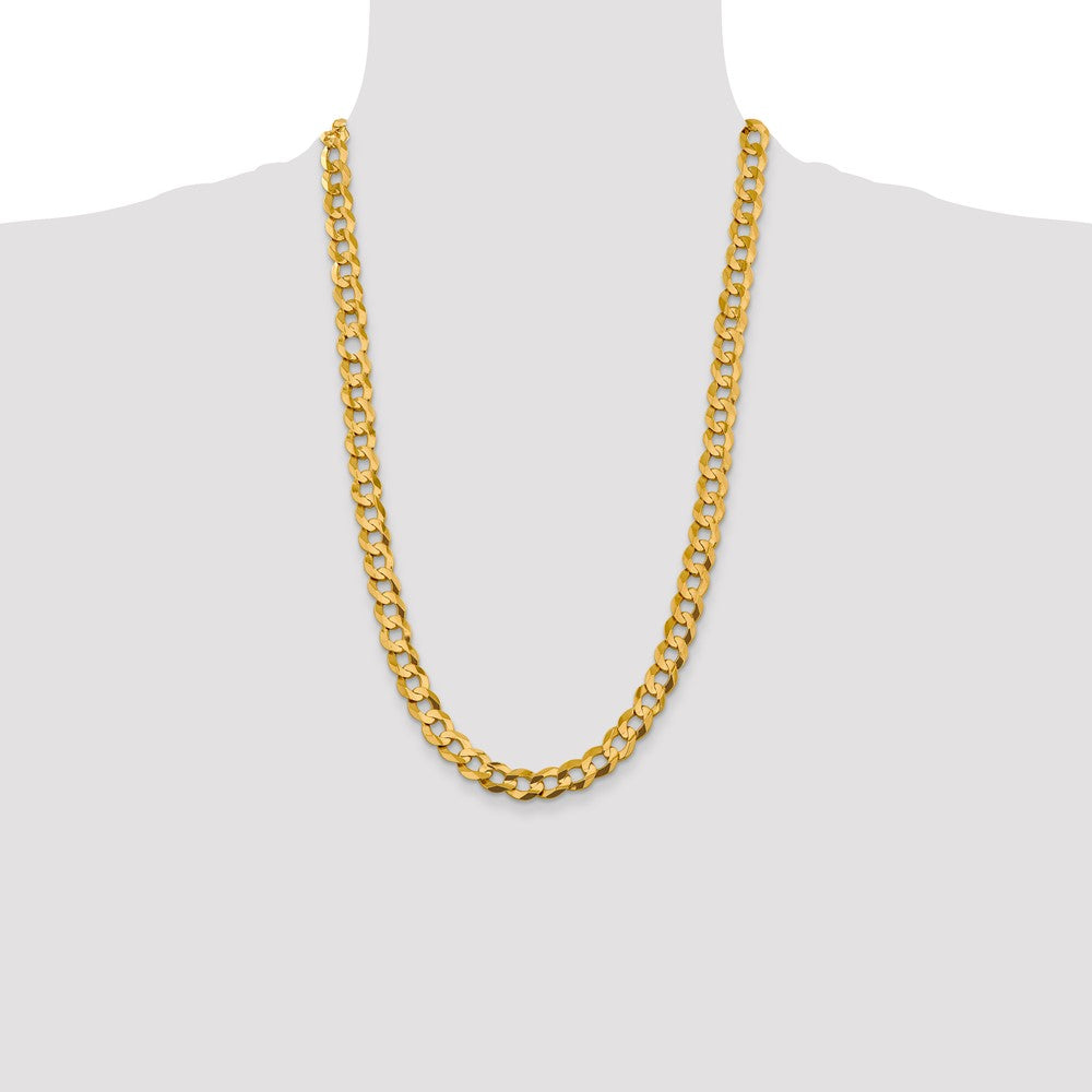 26 Inch 10K Yellow Gold 9.4mm Lightweight Flat Cuban Chain Necklace