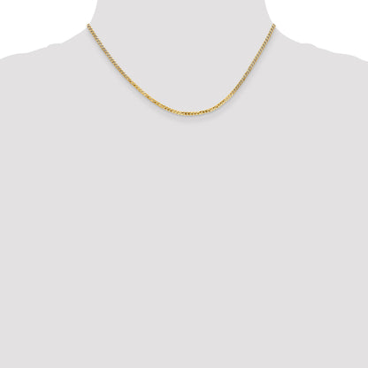 16 Inch 10K Yellow Gold 2.2mm Flat Beveled Curb Chain Necklace