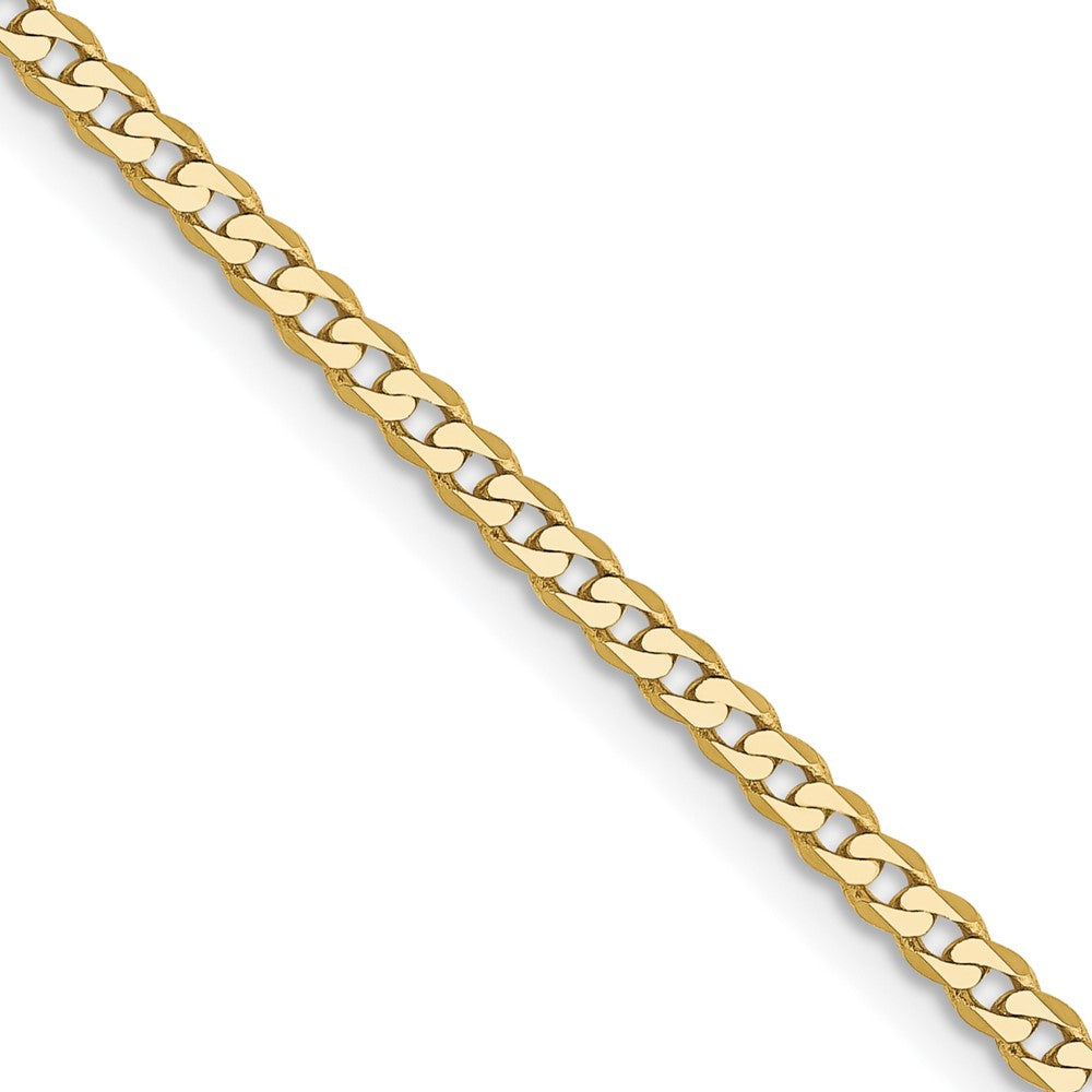 24 Inch 10K Yellow Gold 2.2mm Flat Beveled Curb Chain Necklace