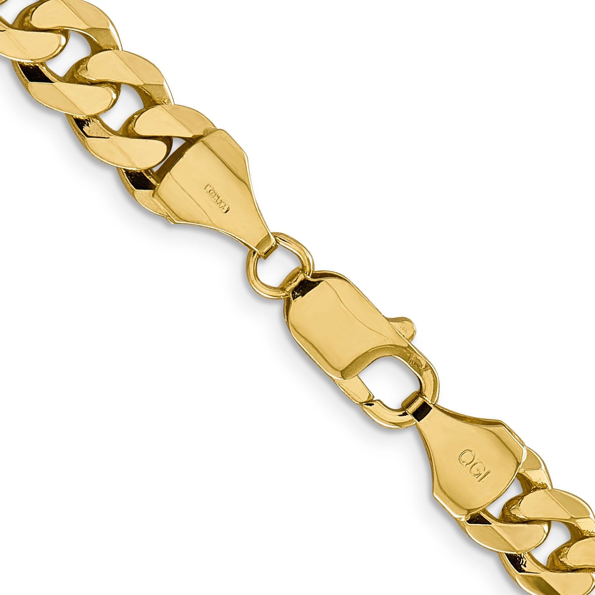 22 Inch 10K Yellow Gold 8.25mm Flat Beveled Curb Chain Necklace