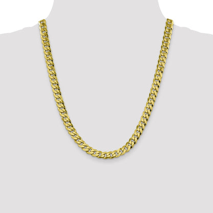 22 Inch 10K Yellow Gold 8.25mm Flat Beveled Curb Chain Necklace