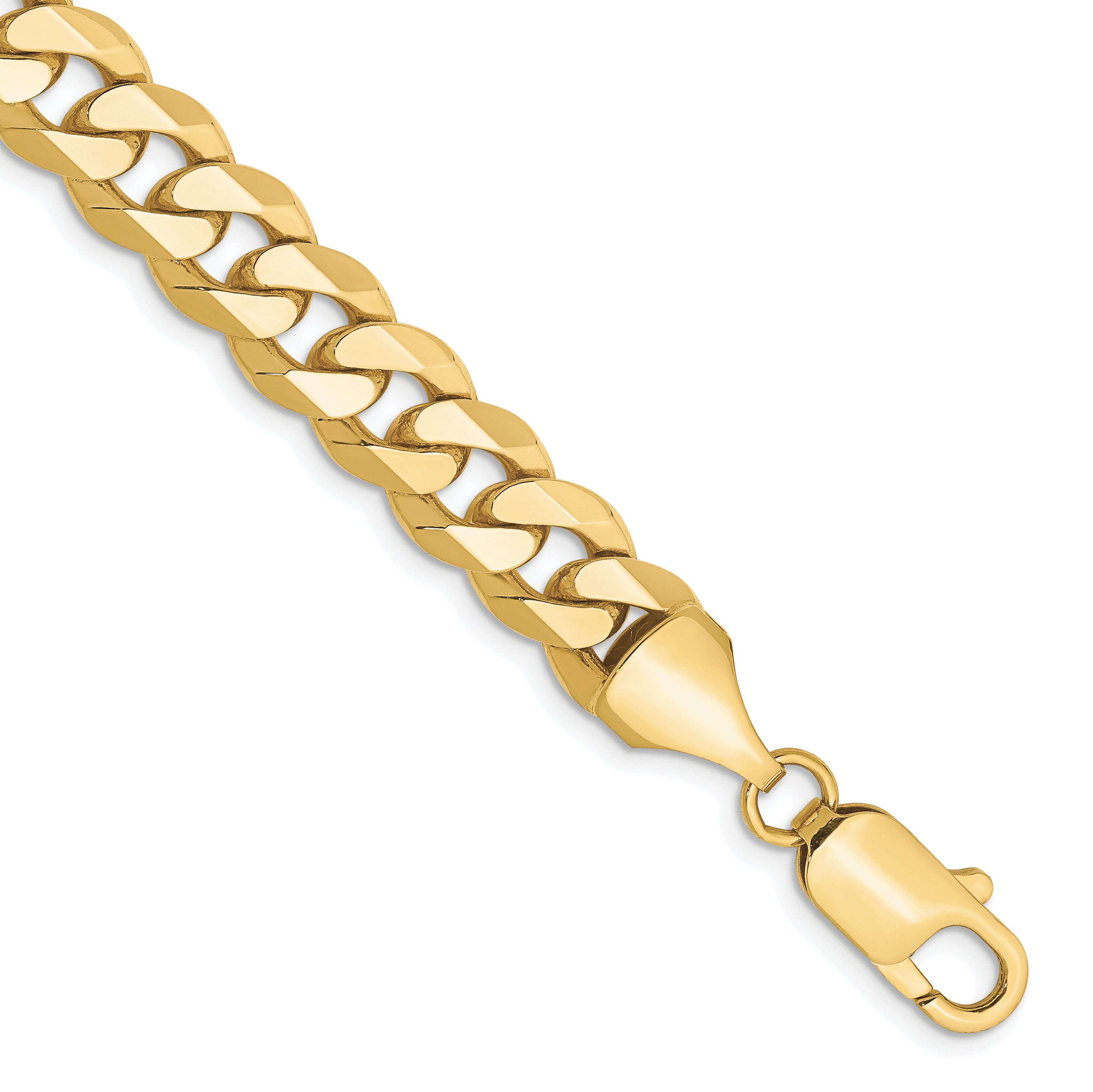 8 Inch 10K Yellow Gold 8.25mm Flat Beveled Curb Chain Bracelet