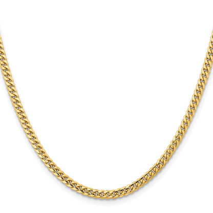 18 Inch 10K Yellow Gold 3.5mm Solid Miami Cuban Chain Necklace