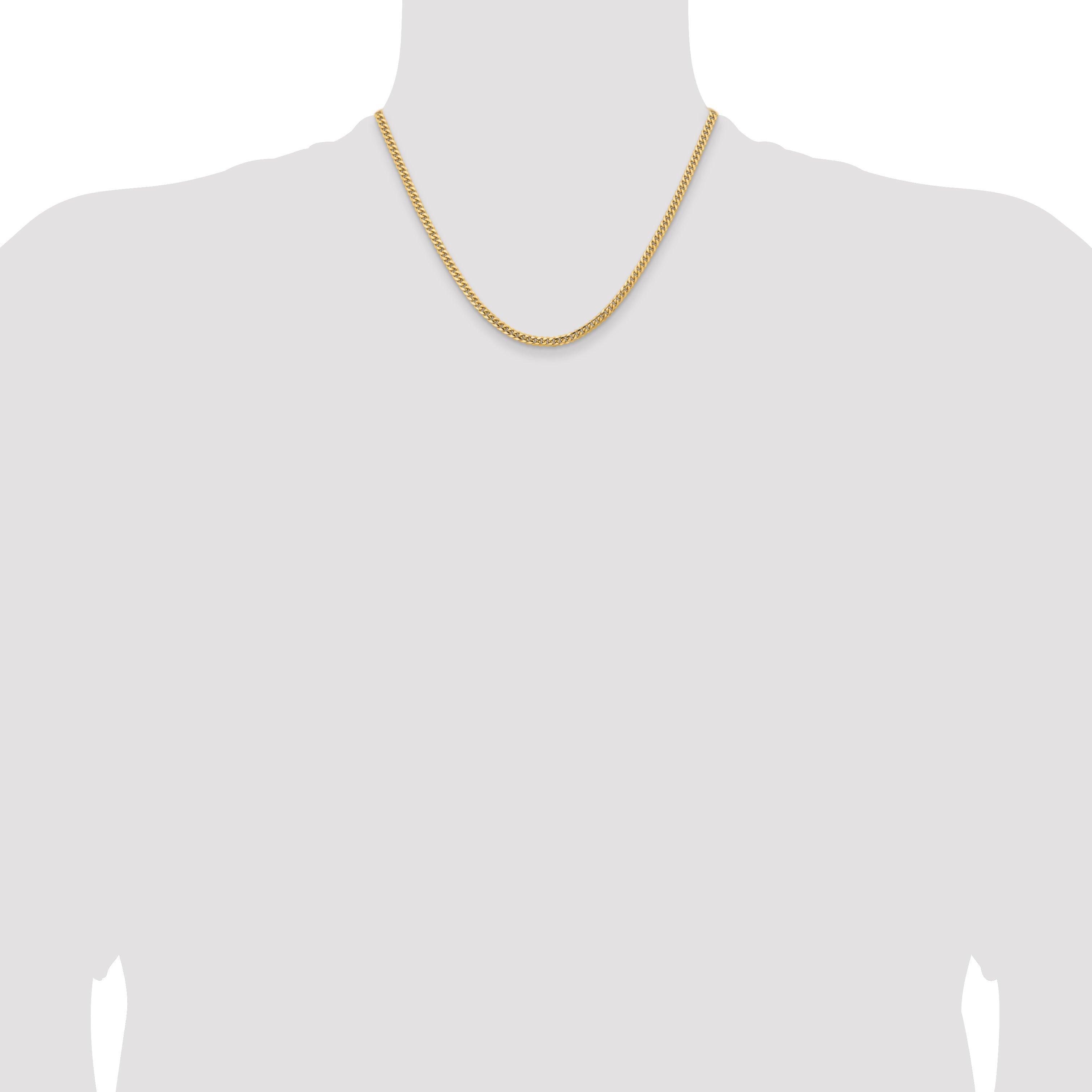 18 Inch 10K Yellow Gold 3.5mm Solid Miami Cuban Chain Necklace