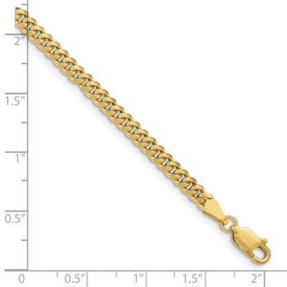 8 Inch 10K Yellow Gold 3.5mm Solid Miami Cuban Chain Bracelet