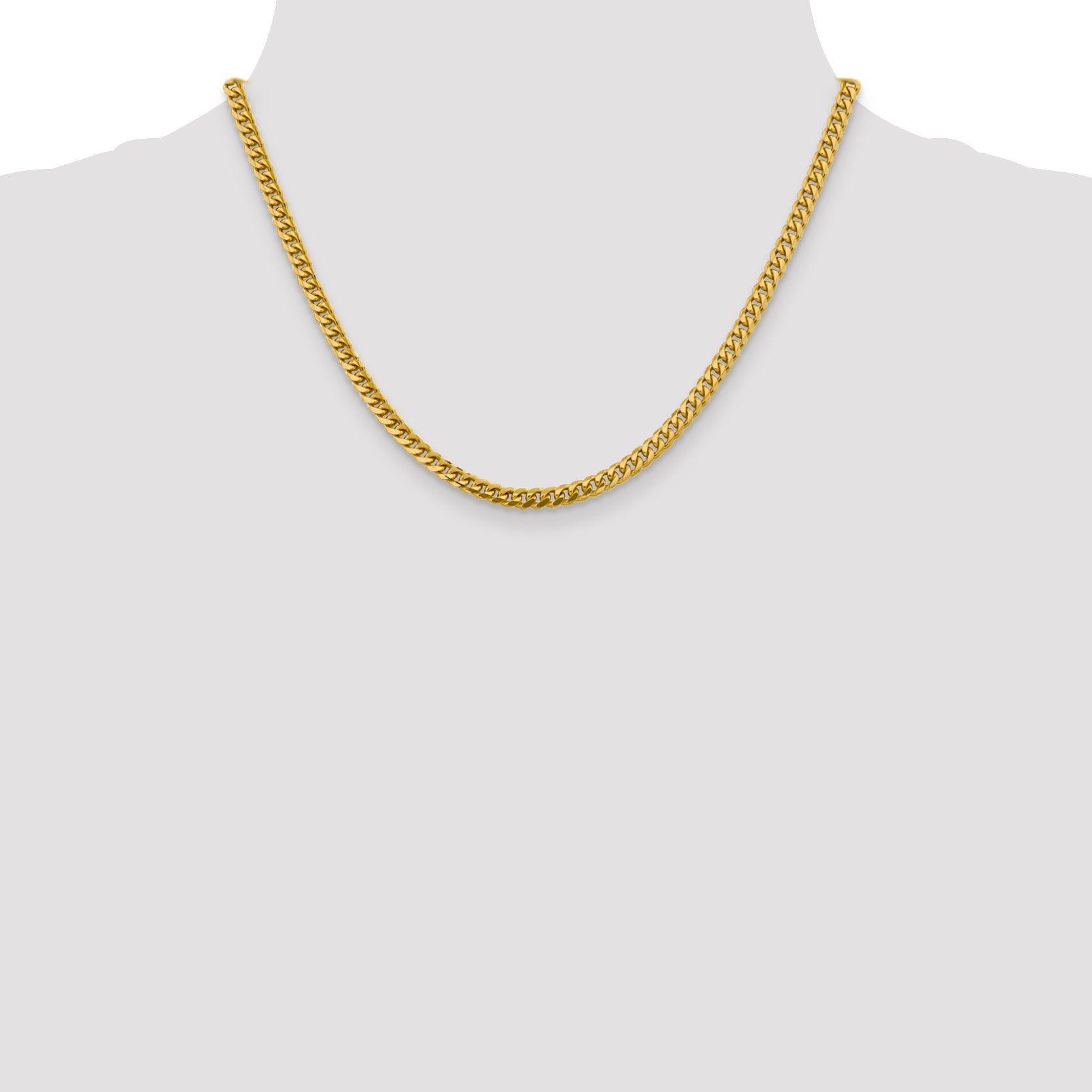 18 Inch 10K Yellow Gold 4.25mm Solid Miami Cuban Chain Necklace