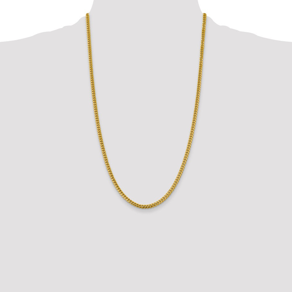26 Inch 10K Yellow Gold 4.25mm Solid Miami Cuban Chain Necklace