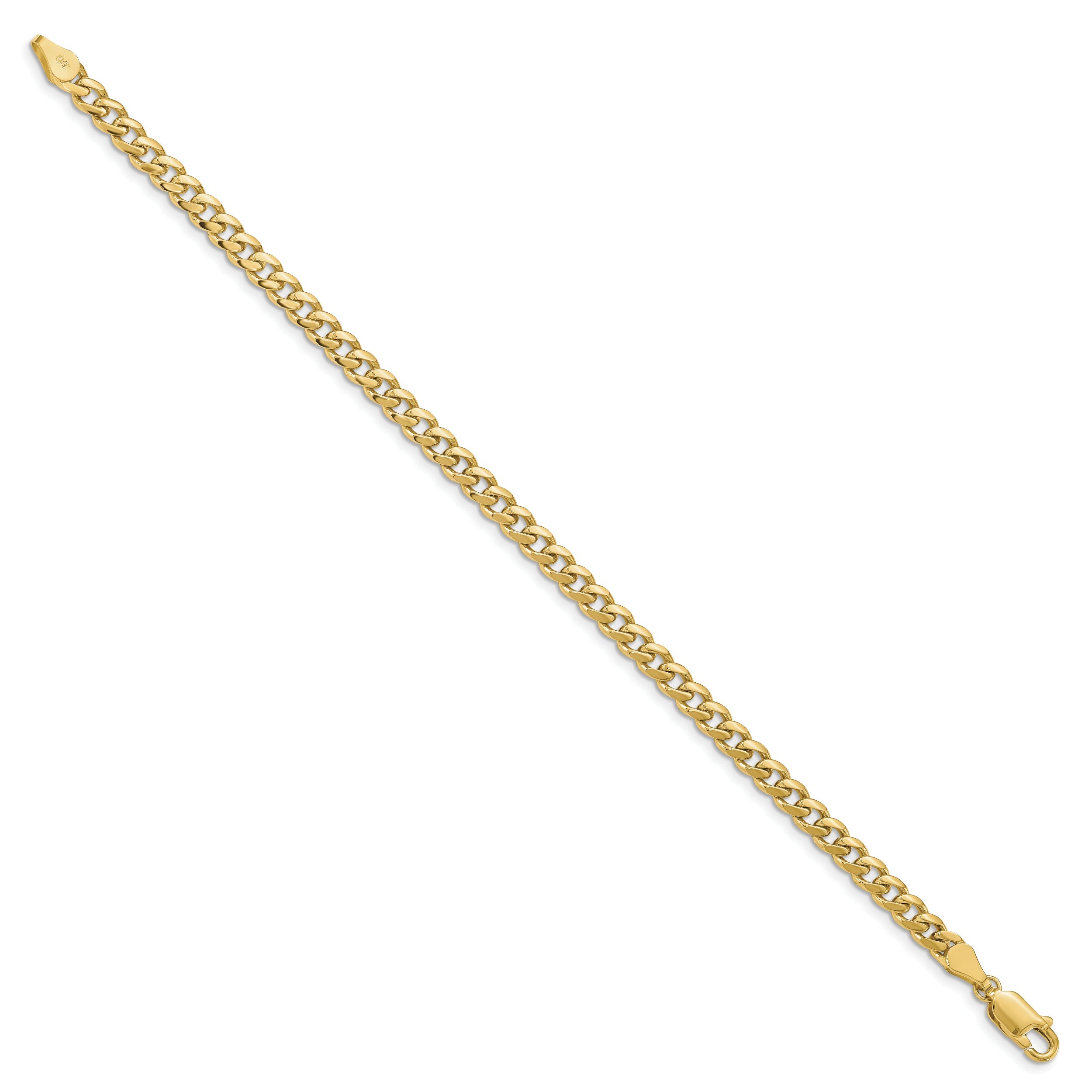 8 Inch 10K Yellow Gold 4.25mm Solid Miami Cuban Chain Bracelet