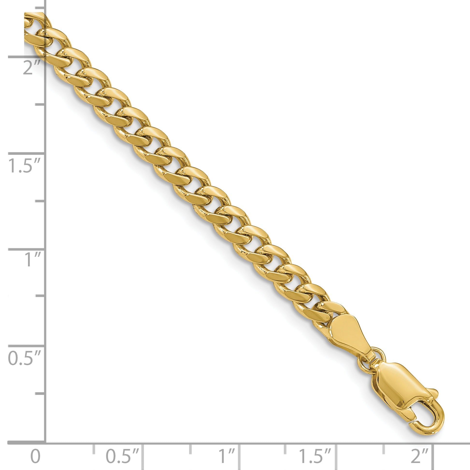 8 Inch 10K Yellow Gold 4.25mm Solid Miami Cuban Chain Bracelet