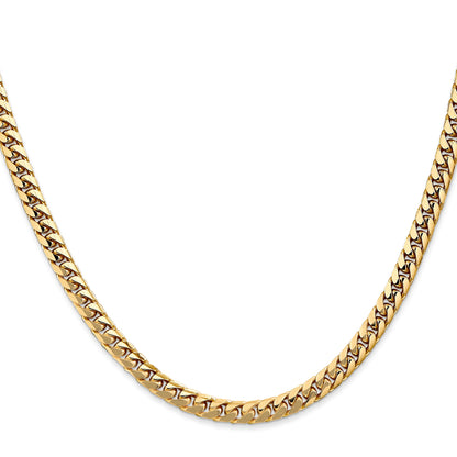 22 Inch 10K Yellow Gold 4.3mm Solid Miami Cuban Chain Necklace