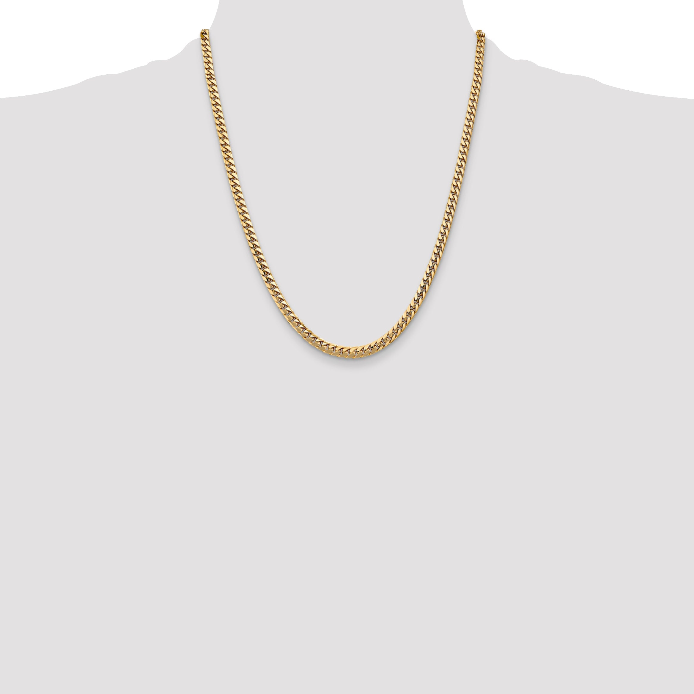 22 Inch 10K Yellow Gold 4.3mm Solid Miami Cuban Chain Necklace