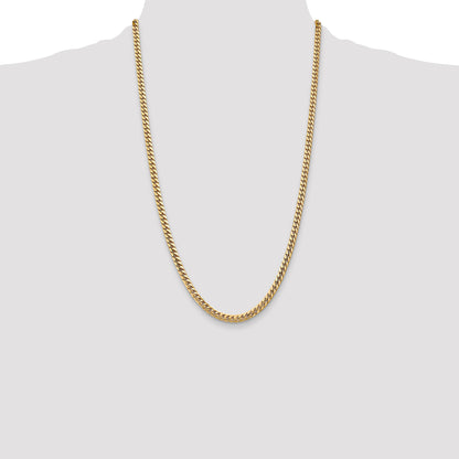 26 Inch 10K Yellow Gold 4.3mm Solid Miami Cuban Chain Necklace