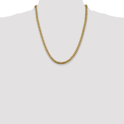 22 Inch 10K Yellow Gold 5mm Solid Miami Cuban Chain Necklace
