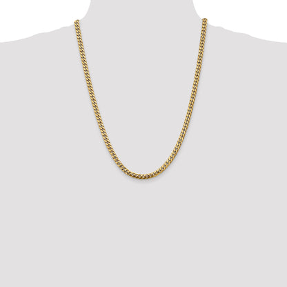 24 Inch 10K Yellow Gold 5mm Solid Miami Cuban Chain Necklace