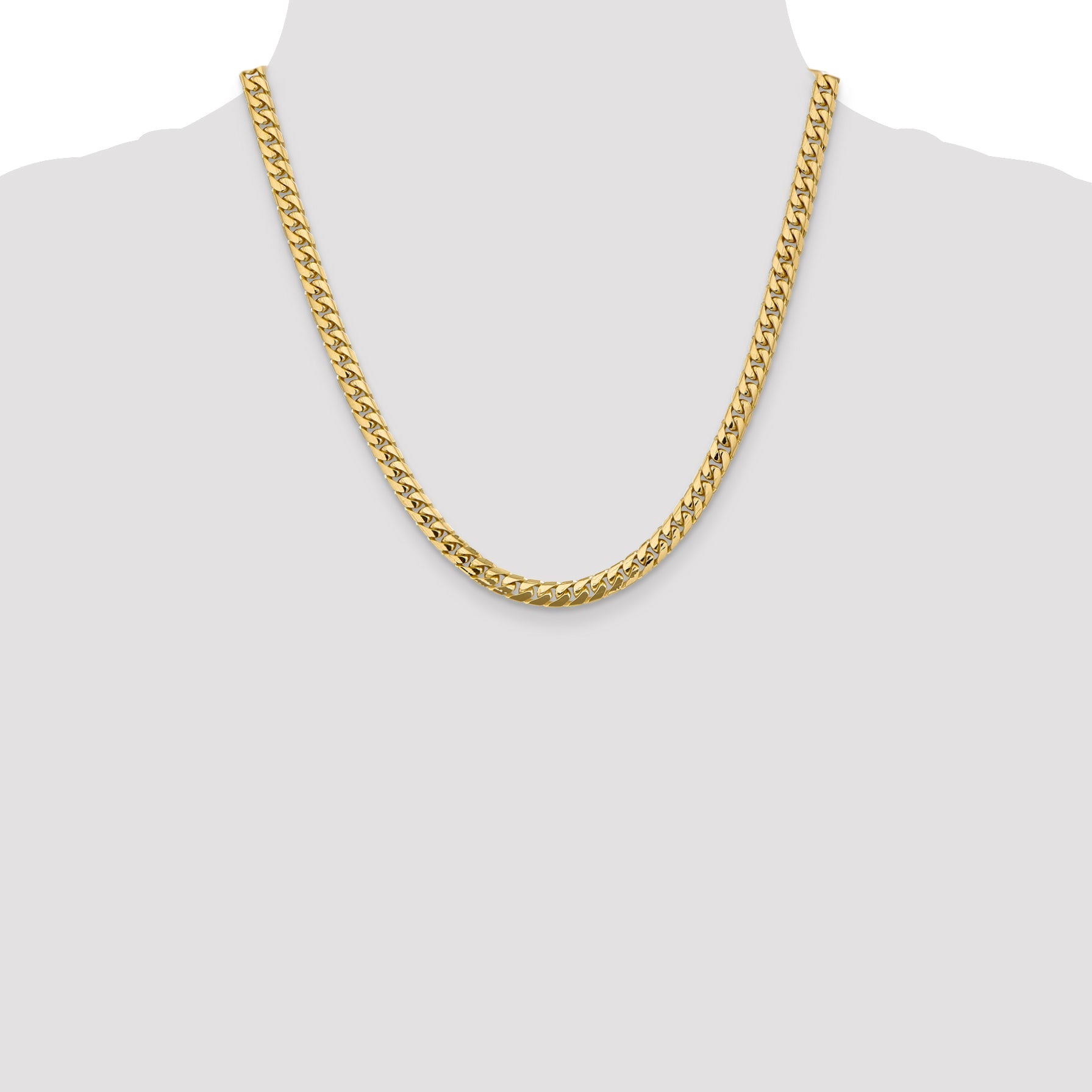 2 Inch 10K Yellow Gold 5.5mm Solid Miami Cuban Chain Necklace