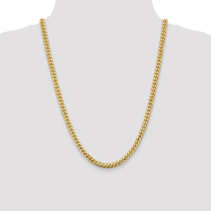 24 Inch 10K Yellow Gold 5.5mm Solid Miami Cuban Chain Necklace