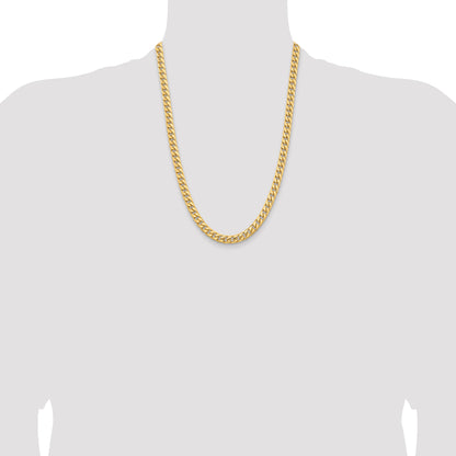 24 Inch 10K Yellow Gold 6.75mm Solid Miami Cuban Chain Necklace