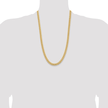 26 Inch 10K Yellow Gold 6.75mm Solid Miami Cuban Chain Necklace