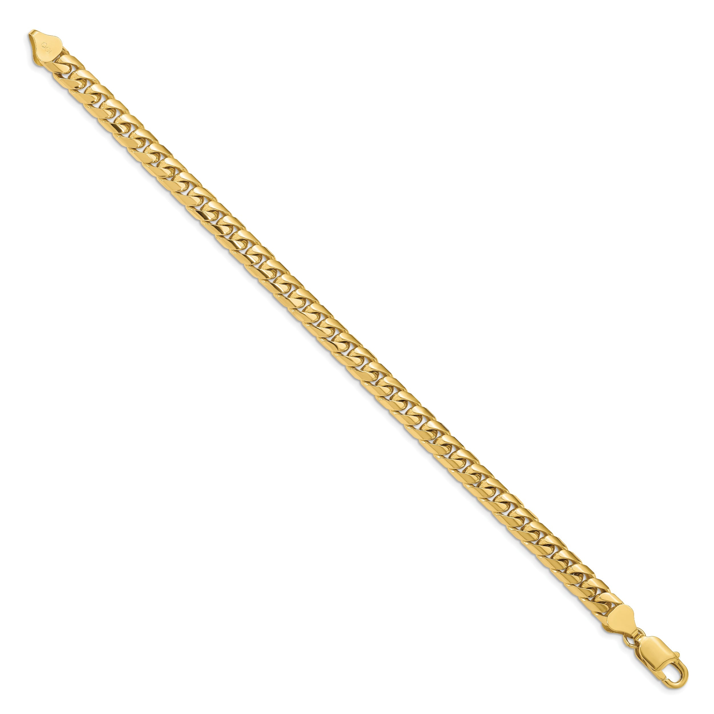 8.5 Inch 10K Yellow Gold 6.75mm Solid Miami Cuban Chain Bracelet