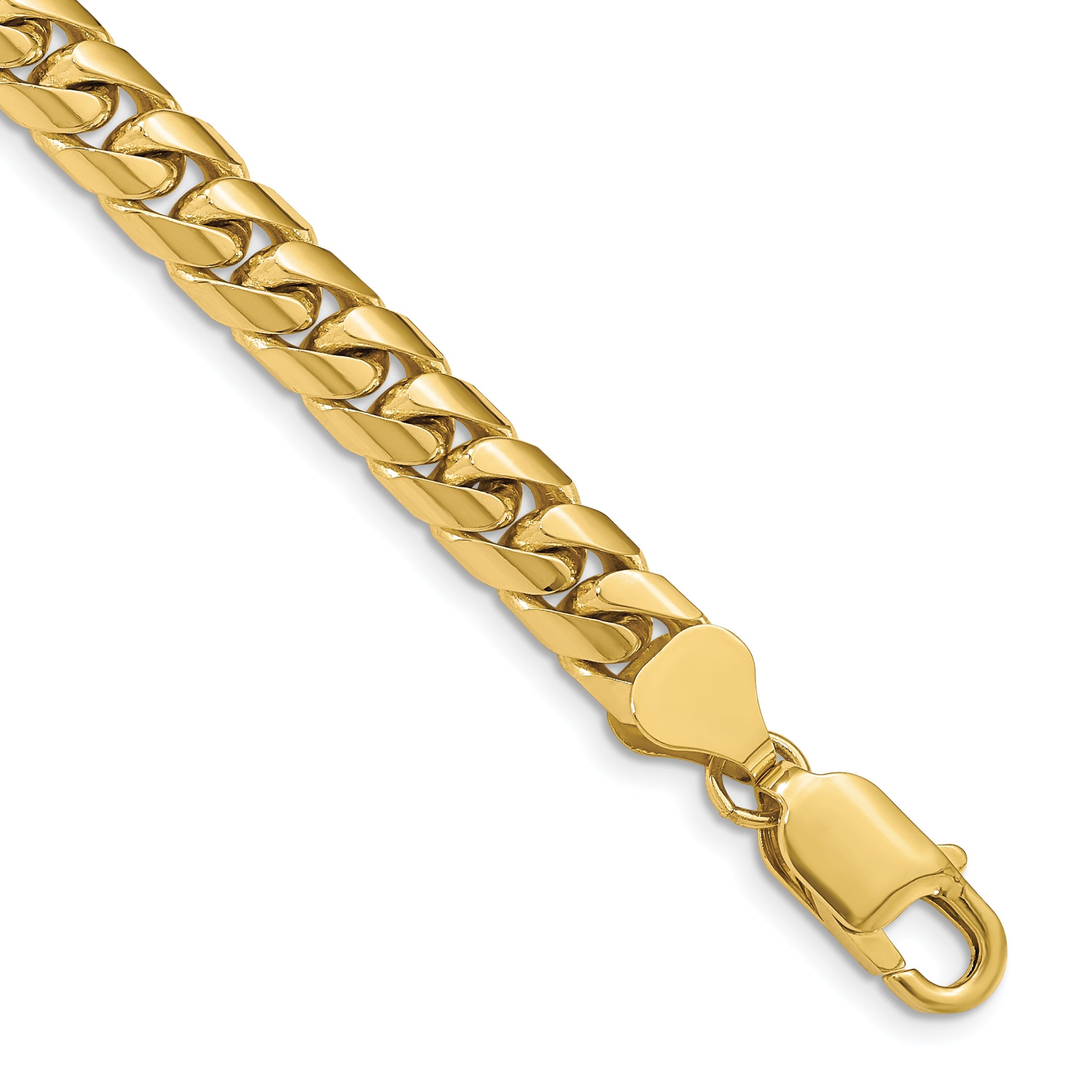 8.5 Inch 10K Yellow Gold 6.75mm Solid Miami Cuban Chain Bracelet