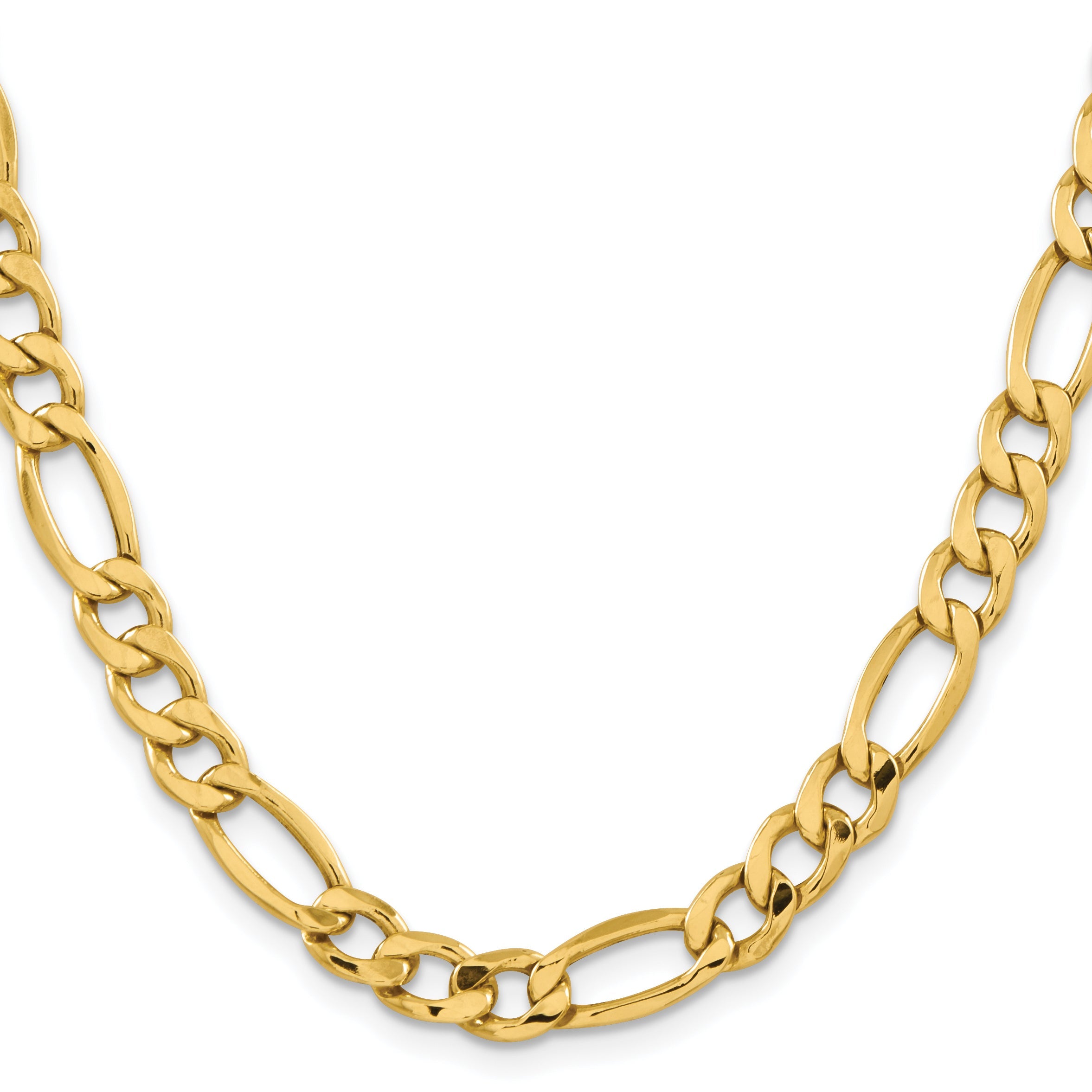 24 Inch 10K Yellow Gold 8.5mm Semi Solid Figaro Chain Necklace
