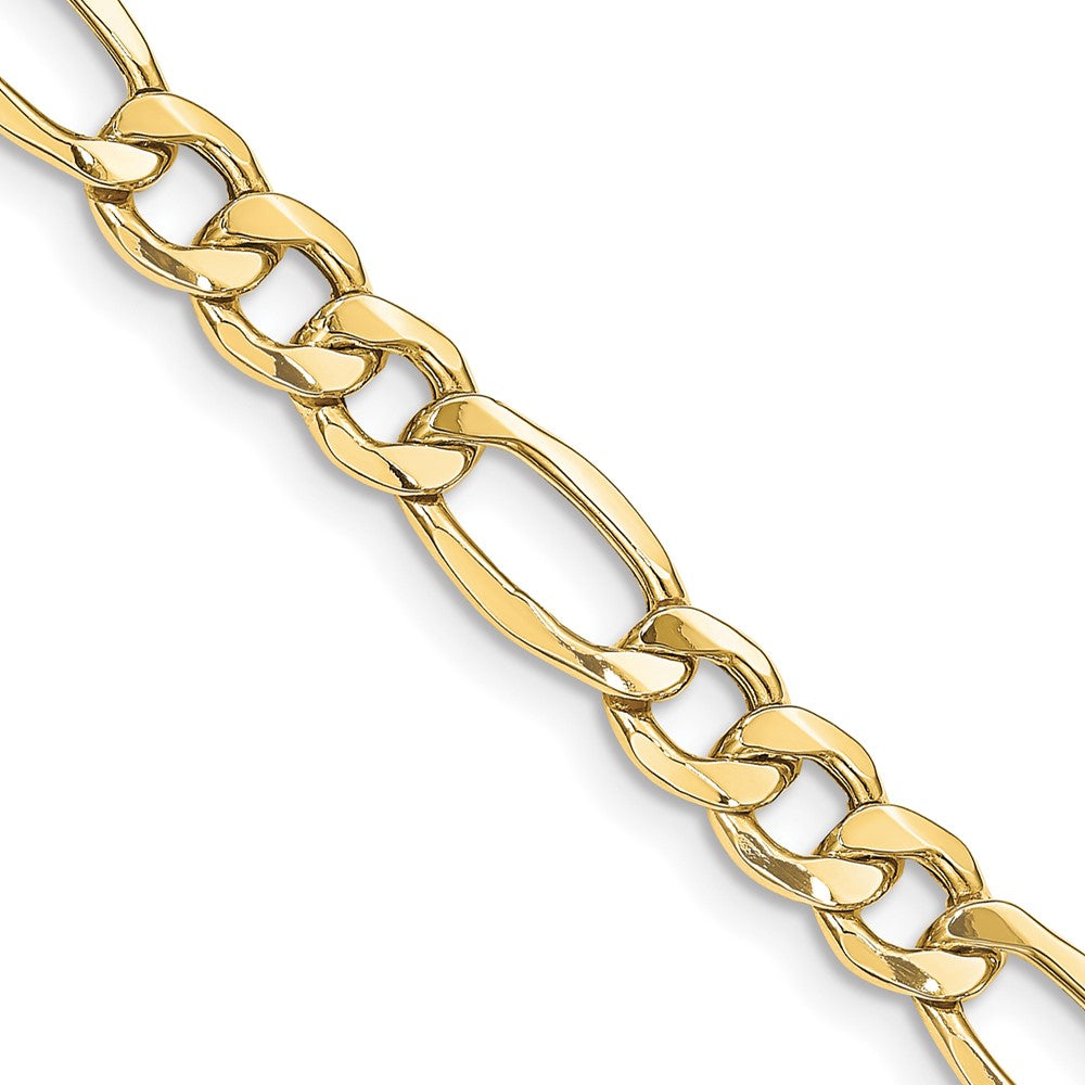 22 Inch 10K Yellow Gold 8.5mm Semi Solid Figaro Chain Necklace