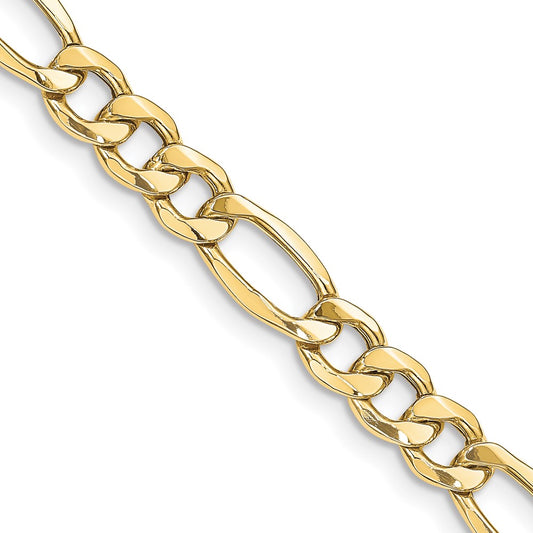 2 Inch 10K Yellow Gold 8.5mm Semi Solid Figaro Chain Necklace