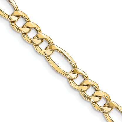 24 Inch 10K Yellow Gold 8.5mm Semi Solid Figaro Chain Necklace