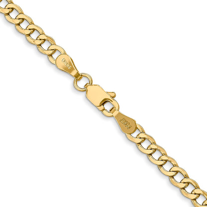 18 Inch 10K Yellow Gold 3.35mm Semi Solid Curb Link Chain Necklace