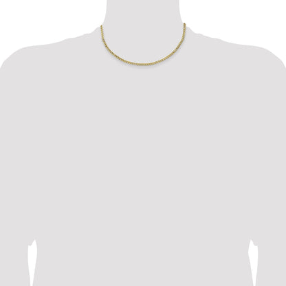 16 Inch 10K Yellow Gold 3.35mm Semi Solid Curb Link Chain Necklace