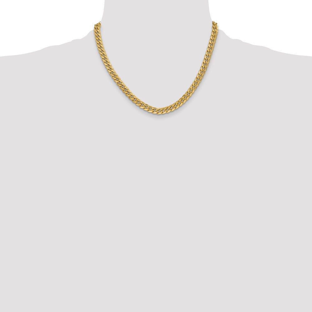 18 Inch 10K Yellow Gold 6mm Semi Solid Miami Cuban Chain Necklace