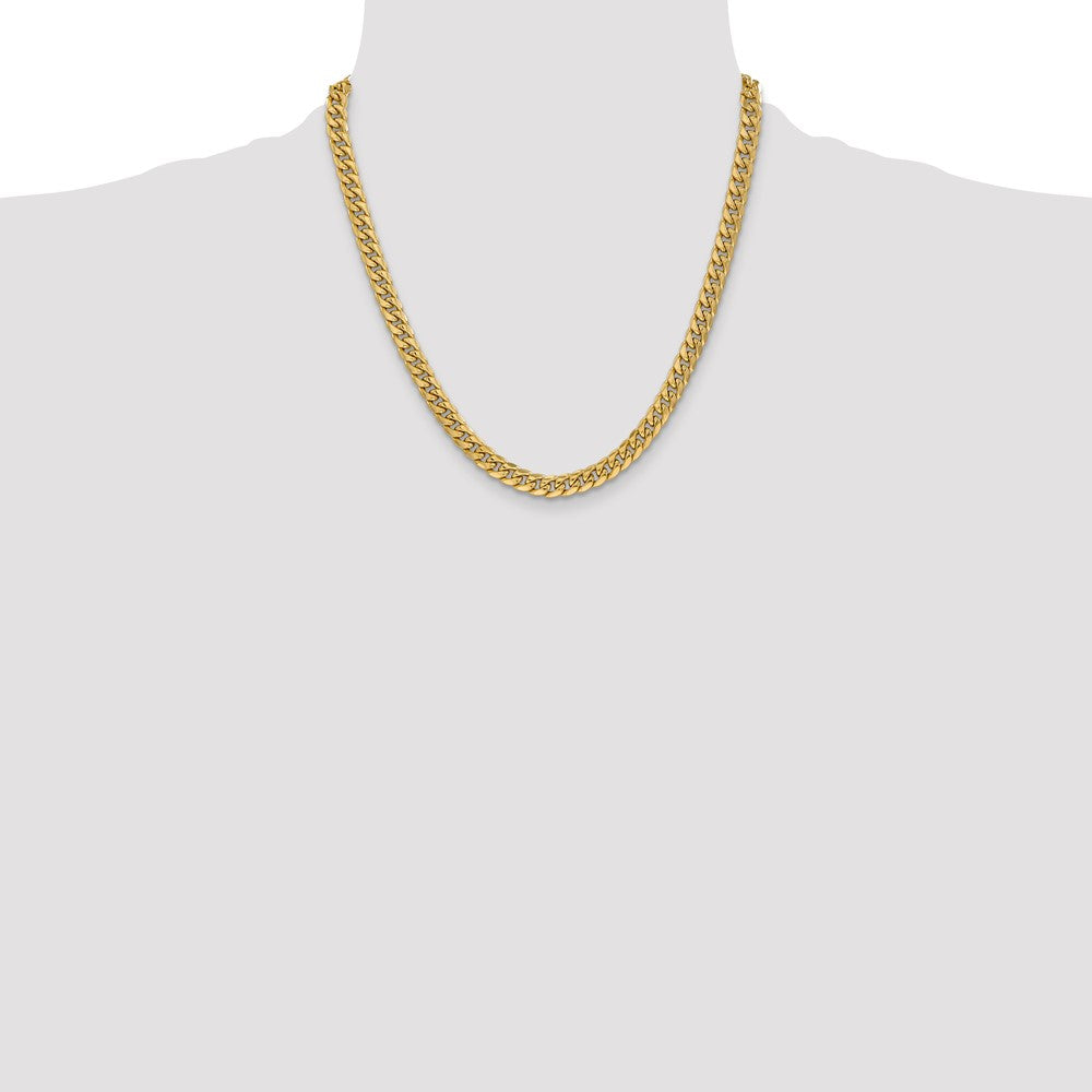 2 Inch 10K Yellow Gold 6mm Semi Solid Miami Cuban Chain Necklace