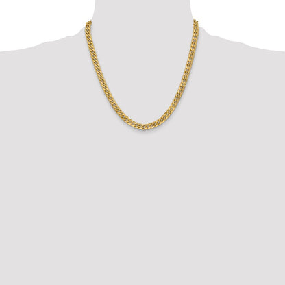 2 Inch 10K Yellow Gold 6mm Semi Solid Miami Cuban Chain Necklace