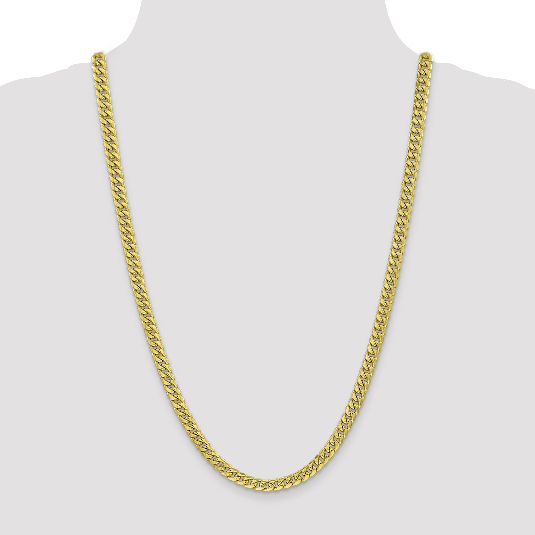 26 Inch 10K Yellow Gold 6mm Semi Solid Miami Cuban Chain Necklace