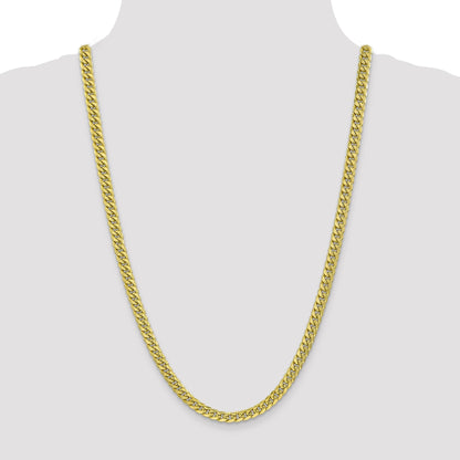 26 Inch 10K Yellow Gold 6mm Semi Solid Miami Cuban Chain Necklace