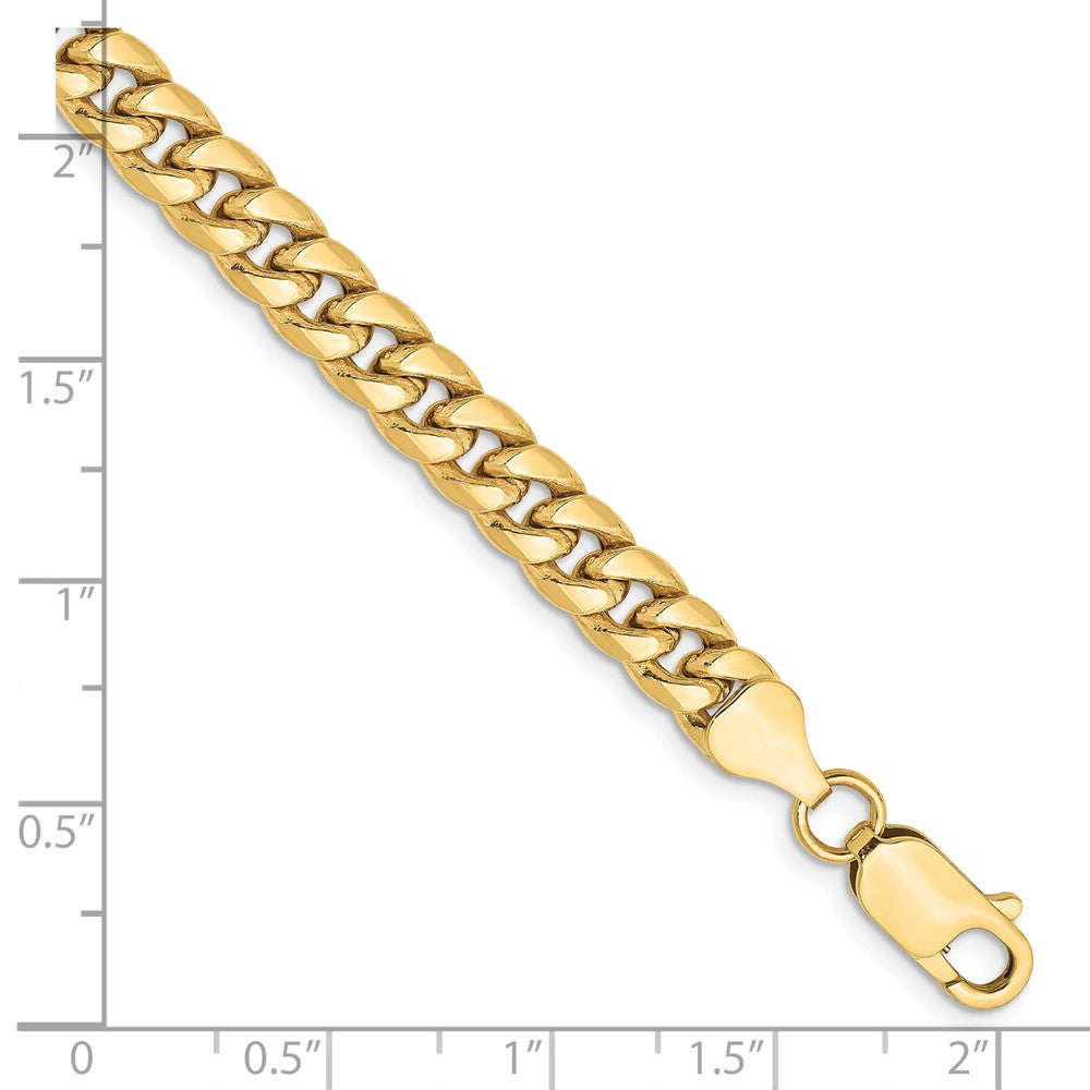8 Inch 10K Yellow Gold 6mm Semi Solid Miami Cuban Chain Bracelet