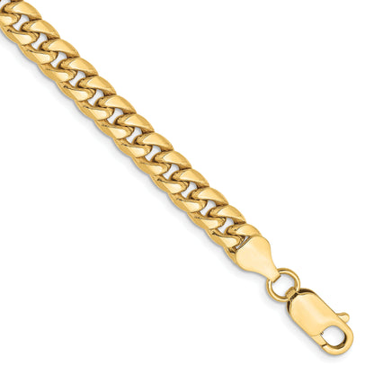 7 Inch 10K Yellow Gold 6mm Semi Solid Miami Cuban Chain Bracelet
