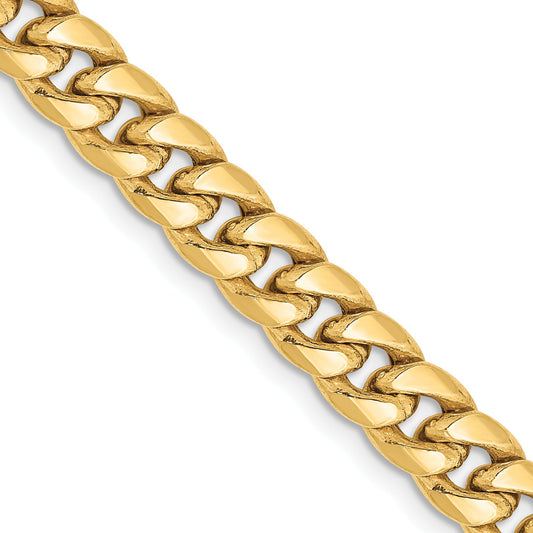 22 Inch 10K Yellow Gold 6mm Semi Solid Miami Cuban Chain Necklace