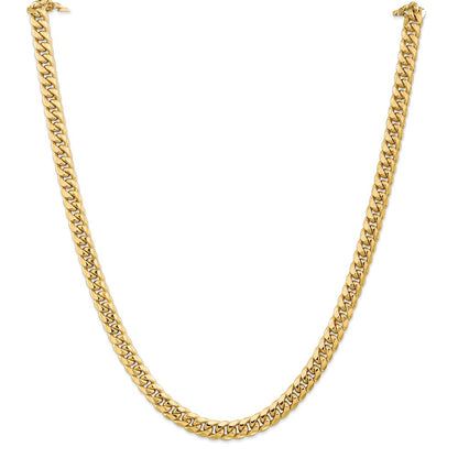 18 Inch 10K Yellow Gold 6.75mm Semi Solid Miami Cuban Chain Necklace