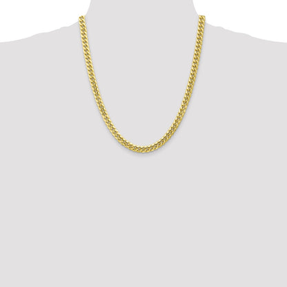 22 Inch 10K Yellow Gold 6.75mm Semi Solid Miami Cuban Chain Necklace