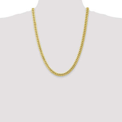24 Inch 10K Yellow Gold 6.75mm Semi Solid Miami Cuban Chain Necklace