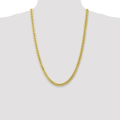 26 Inch 10K Yellow Gold 6.75mm Semi Solid Miami Cuban Chain Necklace