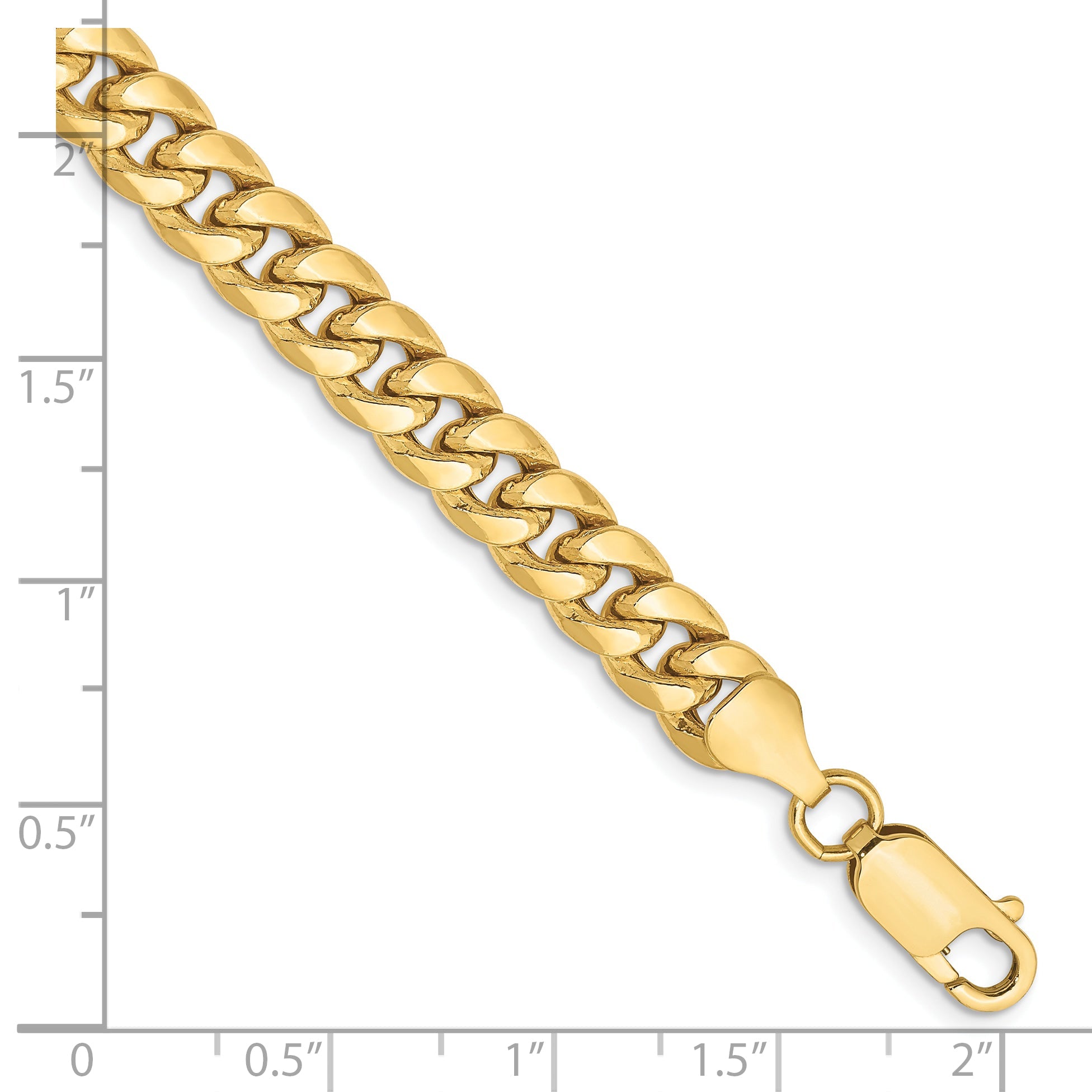 7 Inch 10K Yellow Gold 6.75mm Semi Solid Miami Cuban Chain Bracelet