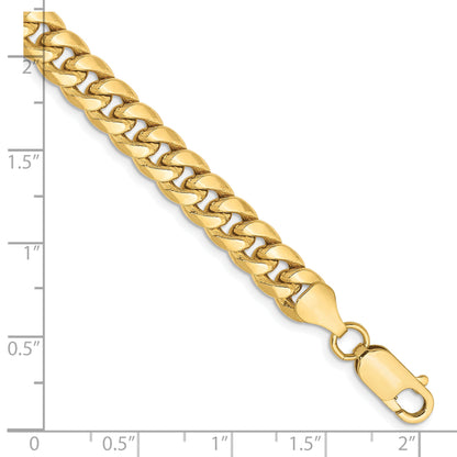 7 Inch 10K Yellow Gold 6.75mm Semi Solid Miami Cuban Chain Bracelet