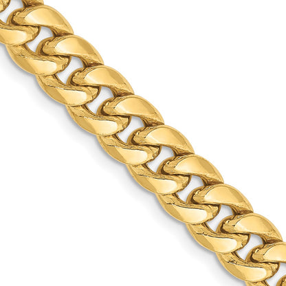 26 Inch 10K Yellow Gold 6.75mm Semi Solid Miami Cuban Chain Necklace
