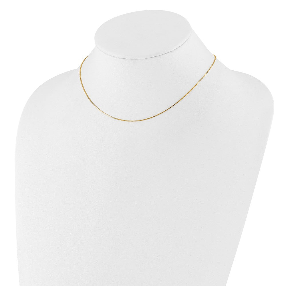 18 Inch 10K Yellow Gold .7mm Box 1In+1In Adjustable Chain Necklace